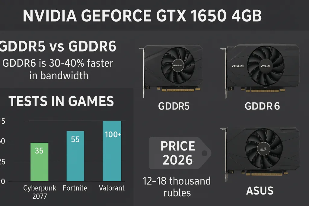 Nvidia geforce gtx 1650 4gb GTX 1650 4GB: GDDR5 vs GDDR6, тесты в играх, цена 2026